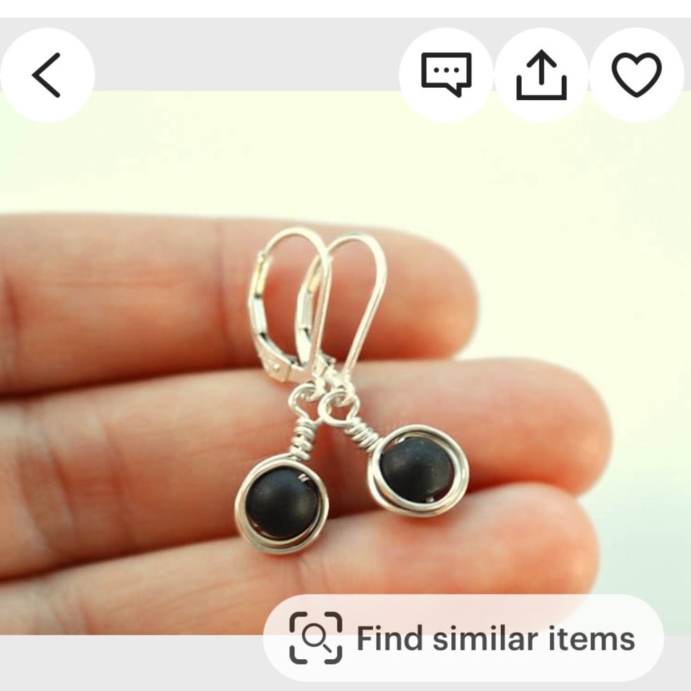 NWT Sea glass earrings black handmade leverbacks. Sterling silver materials